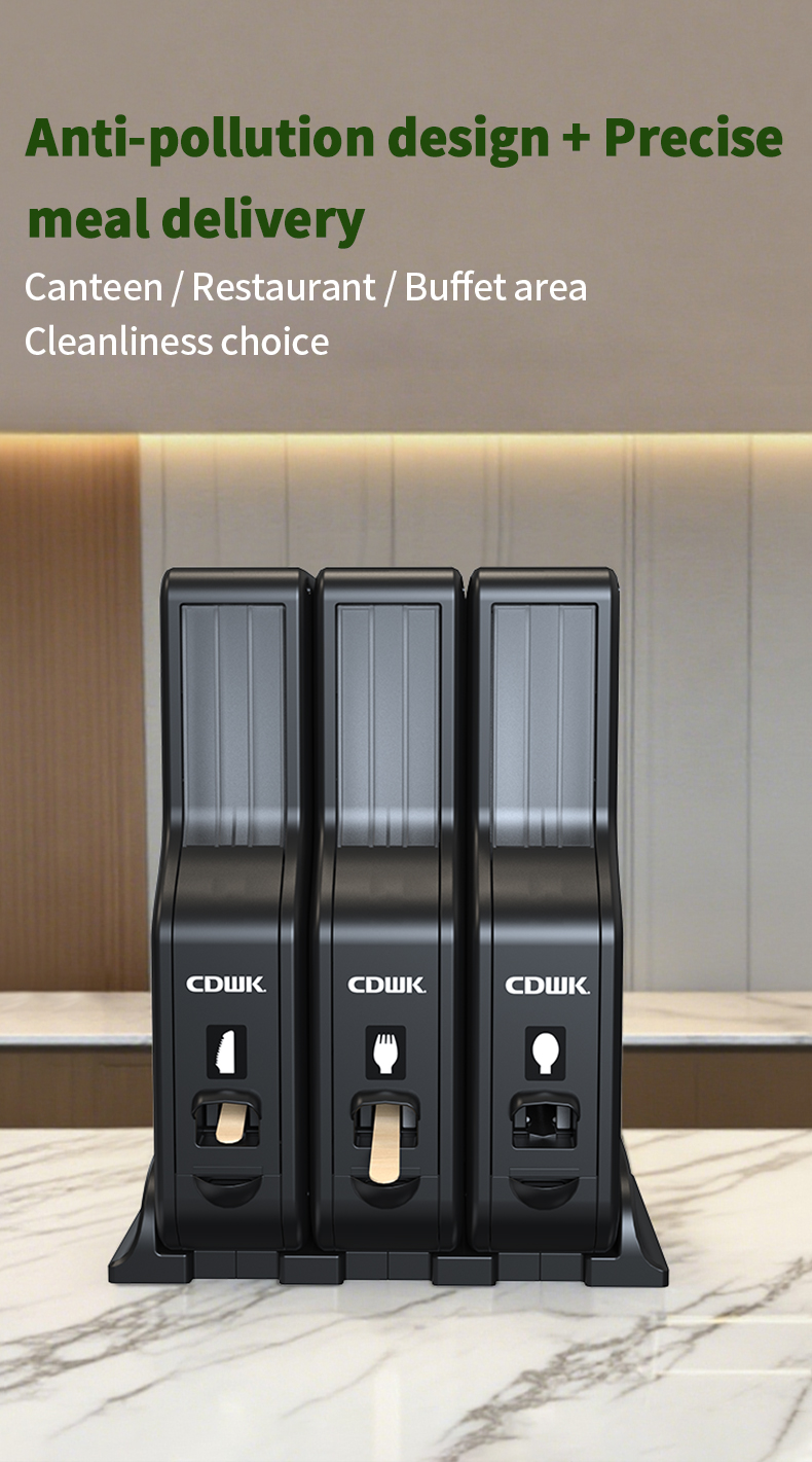 03 CDWK Supplier Direct Sale WRAPPED CUTLERY DISPENSER BLACK, (FORK, SPOON & KNIFE) 1 EACH
