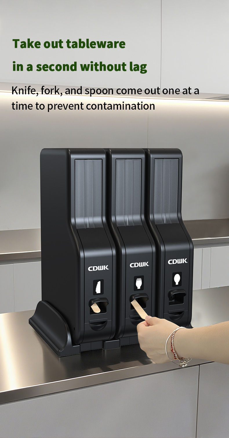 04 CDWK Supplier Direct Sale WRAPPED CUTLERY DISPENSER BLACK, (FORK, SPOON & KNIFE) 1 EACH