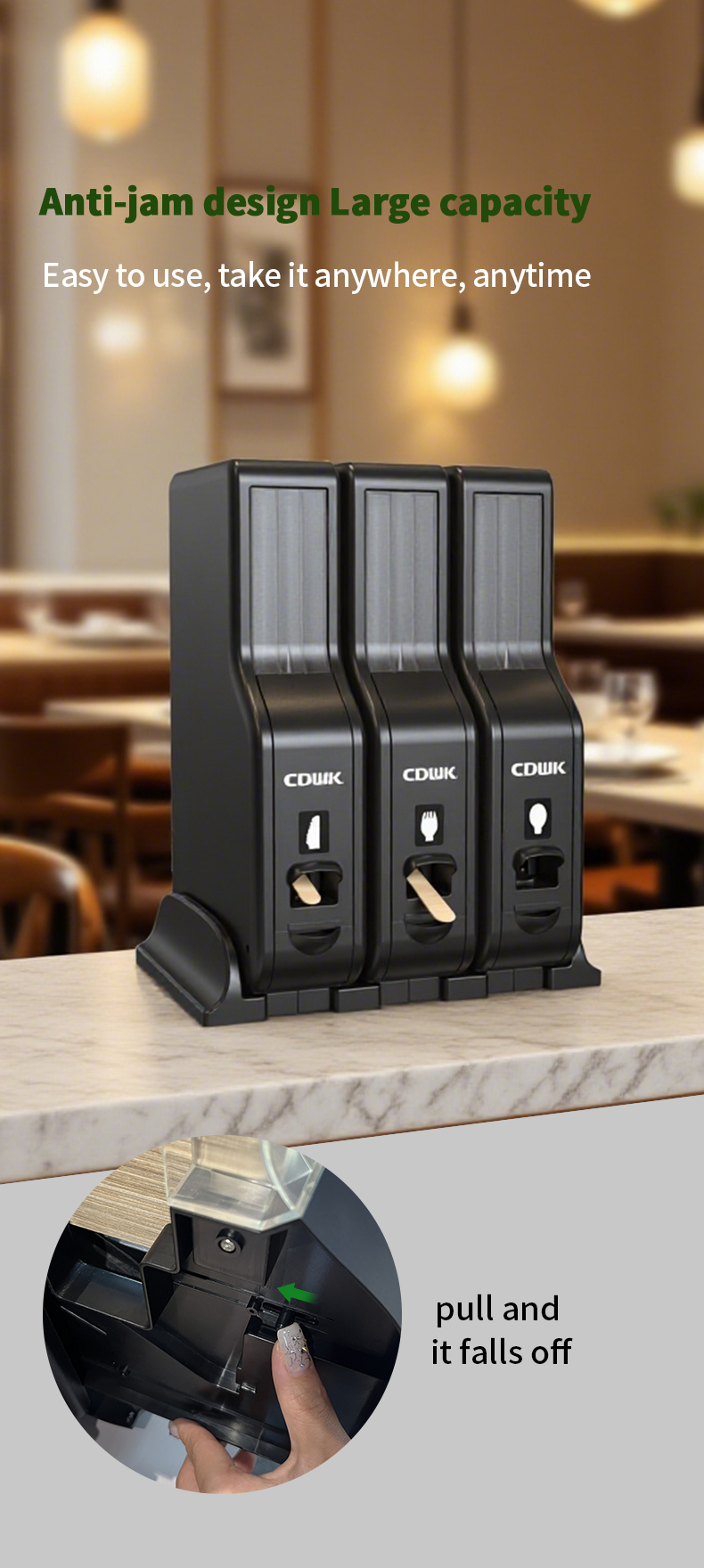 05 CDWK Supplier Direct Sale WRAPPED CUTLERY DISPENSER BLACK, (FORK, SPOON & KNIFE) 1 EACH