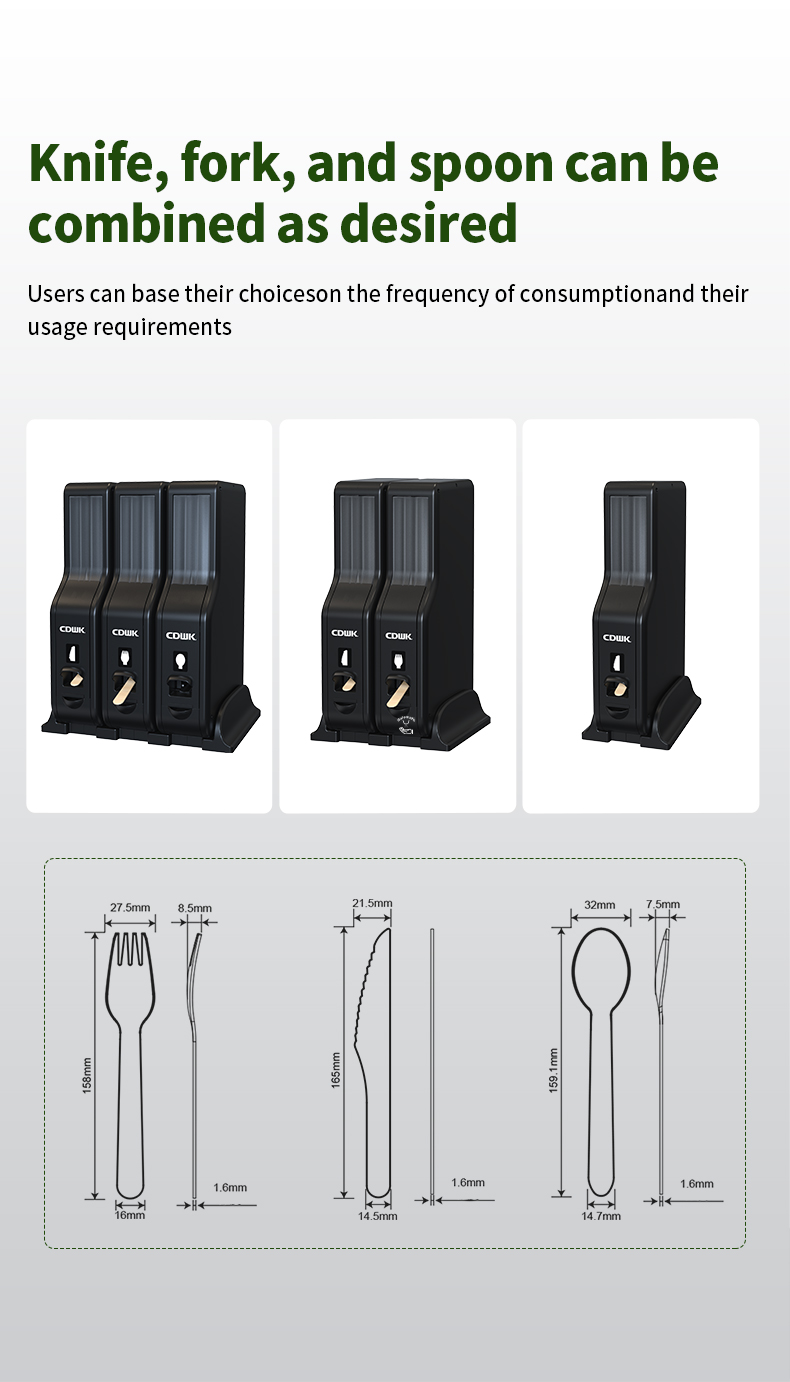 06 CDWK Supplier Direct Sale WRAPPED CUTLERY DISPENSER BLACK, (FORK, SPOON & KNIFE) 1 EACH